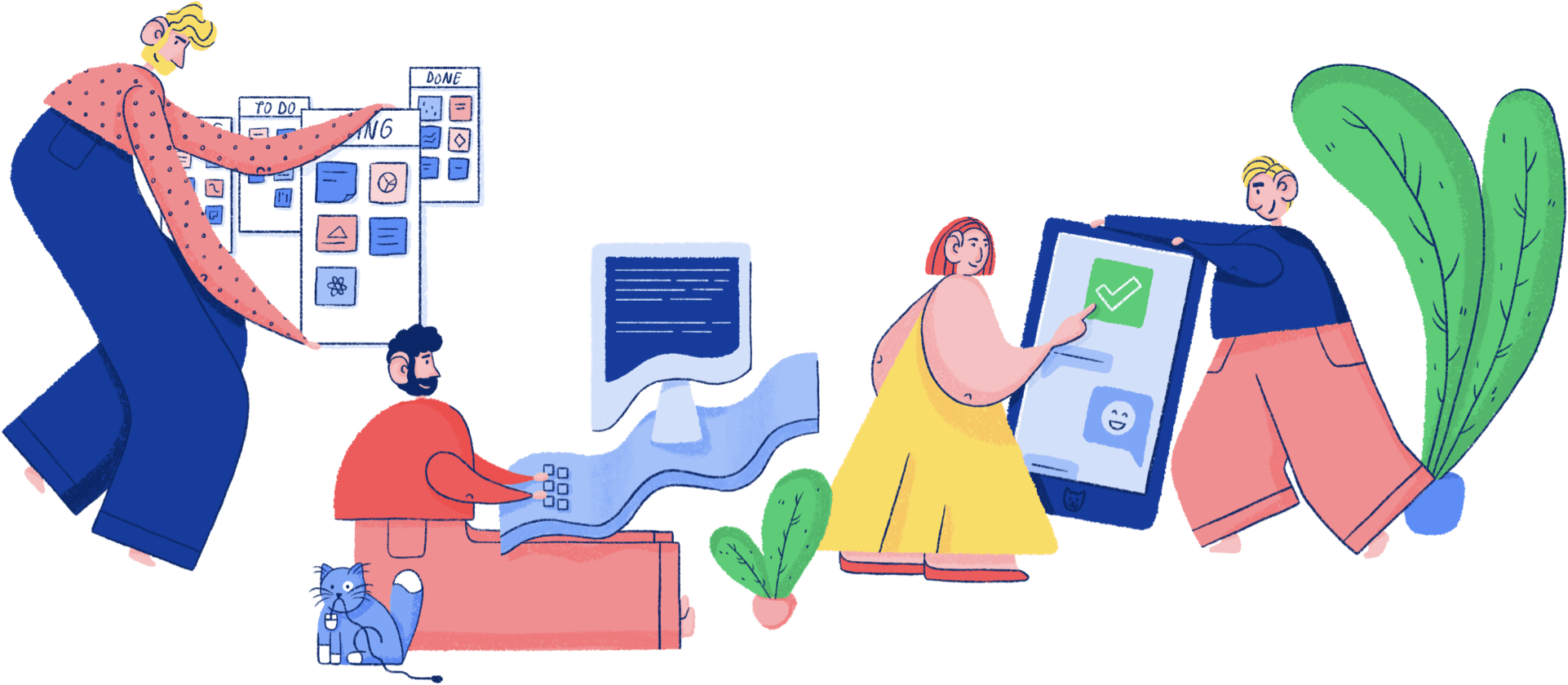 Freelance web developers working together with clients